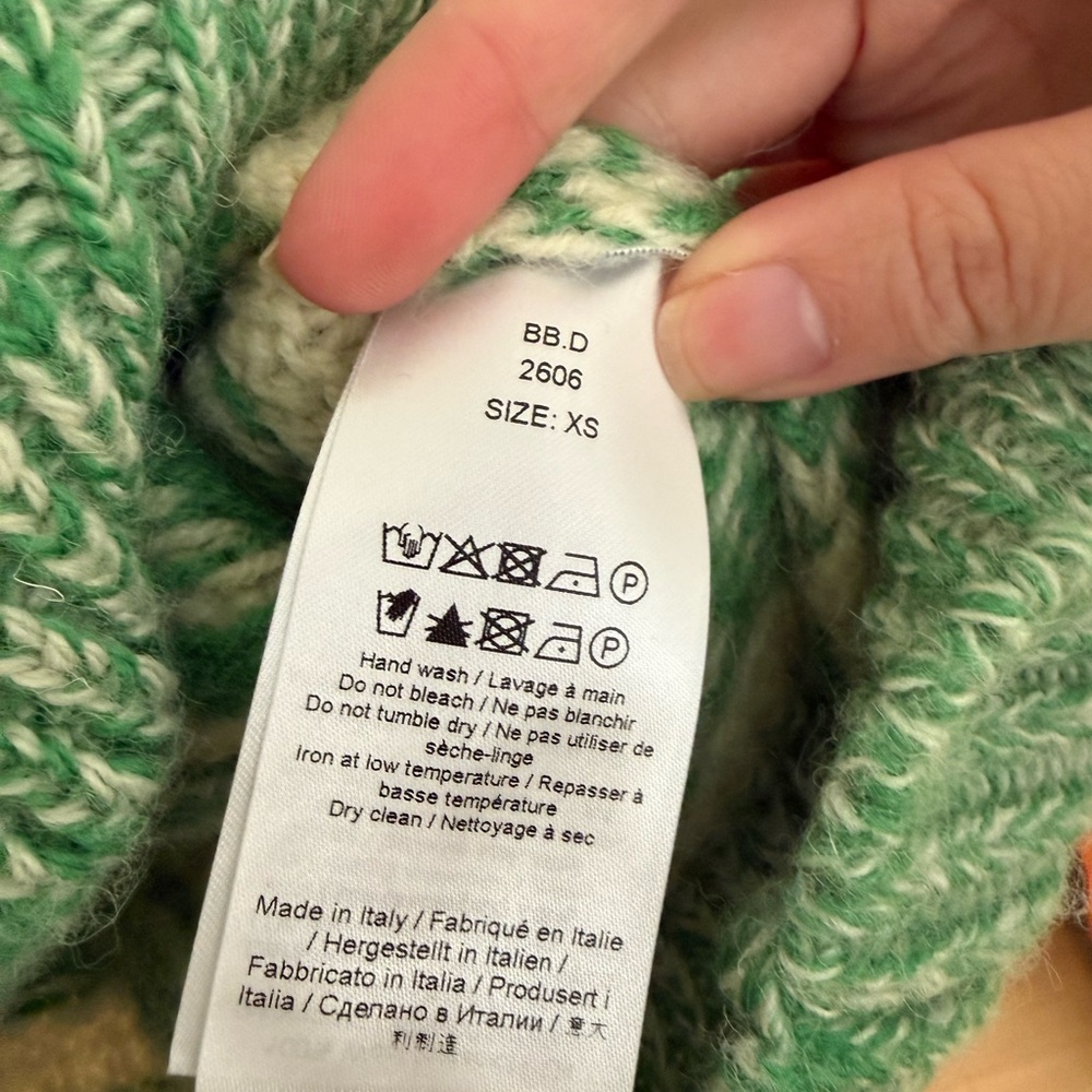 GANNI Egret Logo Fair Isle Sweater 100% Organic Wool Women - Picture 6 of 6